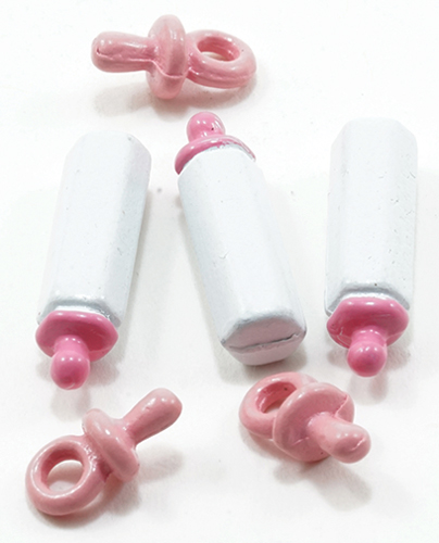 Dollhouse Miniature Baby Bottle/Pacifier Set 3/Pc, Assorted Colors